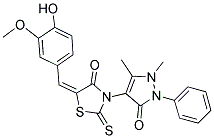 (5E)-3-(1,5-DIMETHYL-3-OXO-2-PHENYL-2,3-DIHYDRO-1H-PYRAZOL-4-YL)-5-(4-HYDROXY-3-METHOXYBENZYLIDENE)-2-THIOXO-1,3-THIAZOLIDIN-4-ONE