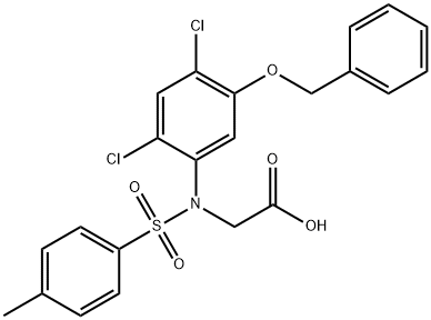 2-(5-(BENZYLOXY)-2,4-DICHLORO[(4-METHYLPHENYL)SULFONYL]ANILINO)ACETIC ACID 结构式