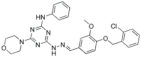 (E)-4-(2-(4-(2-Chlorobenzyloxy)-3-methoxybenzylidene)hydrazinyl)-6-morpholino-N-phenyl-1,3,5-triazin-2-amine 结构式