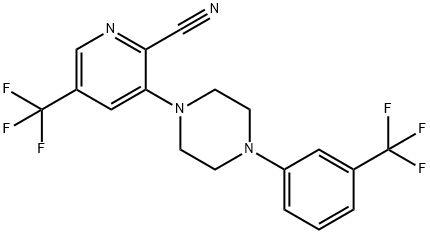 5-(TRIFLUOROMETHYL)-3-(4-[3-(TRIFLUOROMETHYL)PHENYL]PIPERAZINO)-2-PYRIDINECARBONITRILE 结构式