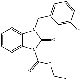 ETHYL 3-(3-FLUOROBENZYL)-2-OXO-2,3-DIHYDRO-1H-1,3-BENZIMIDAZOLE-1-CARBOXYLATE 结构式