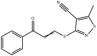 5-METHYL-3-[(3-OXO-3-PHENYL-1-PROPENYL)SULFANYL]-4-ISOTHIAZOLECARBONITRILE 结构式