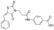 4-((3-[(5E)-5-Benzylidene-4-oxo-2-thioxo-1,3-thiazolidin-3-yl]propanoyl)amino)benzoic acid 结构式