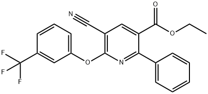 ETHYL 5-CYANO-2-PHENYL-6-[3-(TRIFLUOROMETHYL)PHENOXY]NICOTINATE 结构式