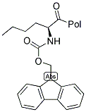 聚合物键合型 FMOC-L-正亮氨酸 4-[聚(氧乙烯)氨基甲酰]三苯甲酯 结构式