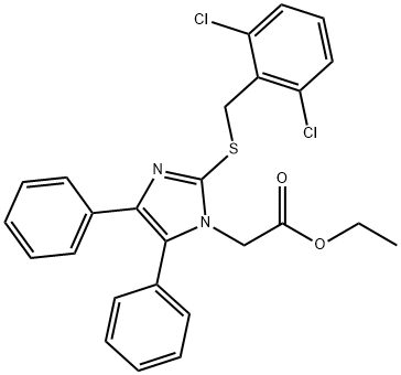 ETHYL 2-(2-[(2,6-DICHLOROBENZYL)SULFANYL]-4,5-DIPHENYL-1H-IMIDAZOL-1-YL)ACETATE 结构式