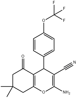 2-Amino-7,7-dimethyl-5-oxo-4-(4-(trifluoromethoxy)phenyl)-4,6,7,8-TETRAHYDRO2H-chromene-3-carbonitrile 结构式