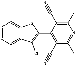 4-(3-CHLORO-1-BENZOTHIOPHEN-2-YL)-2,6-DIMETHYL-3,5-PYRIDINEDICARBONITRILE 结构式