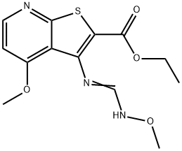 Ethyl 4-methoxy-3-([(methoxyimino)methyl]amino)thieno[2,3-b]pyridine-2-carboxylate 结构式