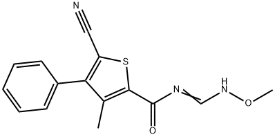 5-Cyano-N-[(methoxyimino)methyl]-3-methyl-4-phenyl-2-thiophenecarboxamide 结构式