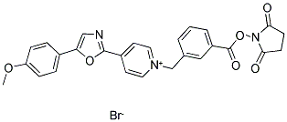 1-[3-(SUCCINIMIDYLOXYCARBONYL)BENZYL]-4-[5-(4-METHOXYPHENYL)-2-OXAZOLYL]PYRIDINIUM BROMIDE 结构式