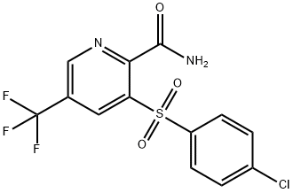 3-[(4-CHLOROPHENYL)SULFONYL]-5-(TRIFLUOROMETHYL)-2-PYRIDINECARBOXAMIDE 结构式