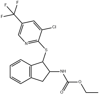 ETHYL N-(1-([3-CHLORO-5-(TRIFLUOROMETHYL)-2-PYRIDINYL]SULFANYL)-2,3-DIHYDRO-1H-INDEN-2-YL)CARBAMATE 结构式