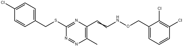 3-[(4-Chlorobenzyl)sulfanyl]-5-(2-([(2,3-dichlorobenzyl)oxy]amino)vinyl)-6-methyl-1,2,4-triazine 结构式