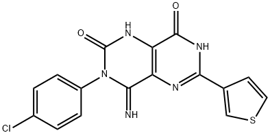 3-(4-CHLOROPHENYL)-4-IMINO-6-(3-THIENYL)-1,3,7-TRIHYDRO-5,7-DIAZAQUINAZOLINE-2,8-DIONE 结构式