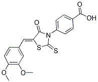 4-[(5Z)-5-(3,4-DIMETHOXYBENZYLIDENE)-4-OXO-2-THIOXO-1,3-THIAZOLIDIN-3-YL]BENZOIC ACID 结构式