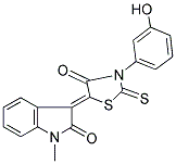 (3Z)-3-[3-(3-HYDROXYPHENYL)-4-OXO-2-THIOXO-1,3-THIAZOLIDIN-5-YLIDENE]-1-METHYL-1,3-DIHYDRO-2H-INDOL-2-ONE 结构式