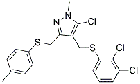 (5-CHLORO-4-([(2,3-DICHLOROPHENYL)SULFANYL]METHYL)-1-METHYL-1H-PYRAZOL-3-YL)METHYL 4-METHYLPHENYL SULFIDE 结构式