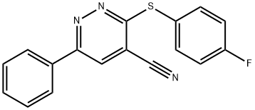 3-[(4-FLUOROPHENYL)SULFANYL]-6-PHENYL-4-PYRIDAZINECARBONITRILE 结构式