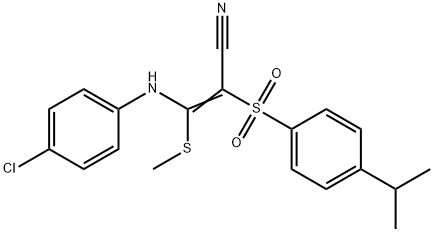 3-((4-CHLOROPHENYL)AMINO)-2-((4-(ISOPROPYL)PHENYL)SULFONYL)-3-METHYLTHIOPROP-2-ENENITRILE 结构式