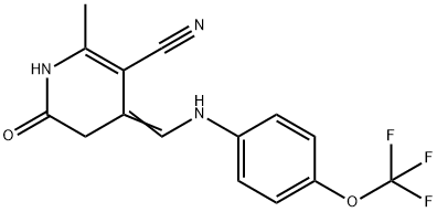2-METHYL-6-OXO-4-([4-(TRIFLUOROMETHOXY)ANILINO]METHYLENE)-1,4,5,6-TETRAHYDRO-3-PYRIDINECARBONITRILE 结构式