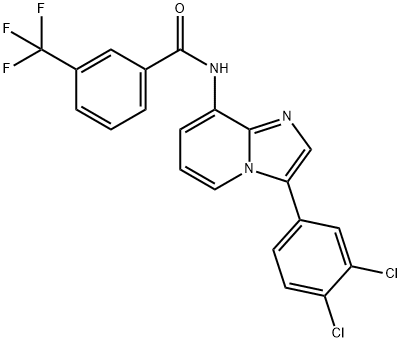 N-[3-(3,4-DICHLOROPHENYL)IMIDAZO[1,2-A]PYRIDIN-8-YL]-3-(TRIFLUOROMETHYL)BENZENECARBOXAMIDE 结构式