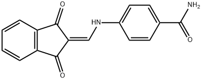 4-(((1,3-DIOXOINDAN-2-YLIDENE)METHYL)AMINO)BENZAMIDE 结构式