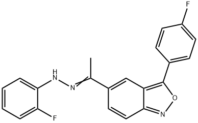 1-[3-(4-FLUOROPHENYL)-2,1-BENZISOXAZOL-5-YL]-1-ETHANONE N-(2-FLUOROPHENYL)HYDRAZONE 结构式