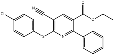 ETHYL 6-[(4-CHLOROPHENYL)SULFANYL]-5-CYANO-2-PHENYLNICOTINATE 结构式