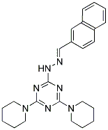 (E)-2-(2-(NAPHTHALEN-2-YLMETHYLENE)HYDRAZINYL)-4,6-DI(PIPERIDIN-1-YL)-1,3,5-TRIAZINE 结构式