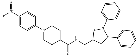 N-[(2,3-DIPHENYLTETRAHYDRO-5-ISOXAZOLYL)METHYL]-1-(4-NITROPHENYL)-4-PIPERIDINECARBOXAMIDE 结构式