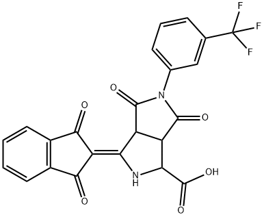 3-(3-羟基-1-氧代-1H-茚-2-基)-4,6-二氧代-5-(3-(三氟甲基)苯基)-1,3A,4,5,6,6A-六氢吡咯[3,4-C]吡咯-1-羧酸 结构式