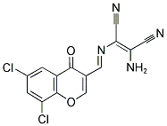 2-AMINO-1-(1-AZA-2-(6,8-DICHLORO-4-OXO(4H-CHROMEN-3-YL))VINYL)ETHENE-1,2-DICARBONITRILE 结构式