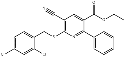 ETHYL 5-CYANO-6-[(2,4-DICHLOROBENZYL)SULFANYL]-2-PHENYLNICOTINATE 结构式