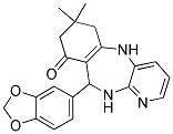 2,10,12-Triaza-9-benzo[d]1,3-dioxolan-5-yl-5,5-dimethyltricyclo[9.4.0.0(3,8)]pentadeca-1(15),3(8),11(12),13-tetraen-7-one 结构式