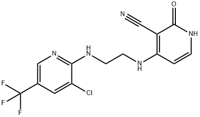 4-[(2-([3-CHLORO-5-(TRIFLUOROMETHYL)-2-PYRIDINYL]AMINO)ETHYL)AMINO]-2-OXO-1,2-DIHYDRO-3-PYRIDINECARBONITRILE 结构式