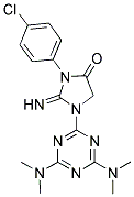 1-[4,6-BIS(DIMETHYLAMINO)-1,3,5-TRIAZIN-2-YL]-3-(4-CHLOROPHENYL)-2-IMINOIMIDAZOLIDIN-4-ONE 结构式