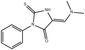 5-[(DIMETHYLAMINO)METHYLENE]-3-PHENYL-2-THIOXOTETRAHYDRO-4H-IMIDAZOL-4-ONE 结构式