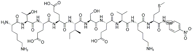 H-LYS-THR-GLU-GLU-ILE-SER-GLU-VAL-LYS-MET-PNA 结构式