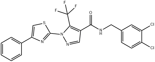 N-(3,4-DICHLOROBENZYL)-1-(4-PHENYL-1,3-THIAZOL-2-YL)-5-(TRIFLUOROMETHYL)-1H-PYRAZOLE-4-CARBOXAMIDE 结构式