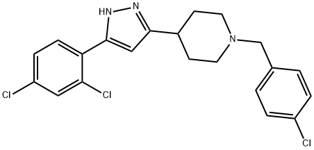 1-(4-CHLOROBENZYL)-4-[3-(2,4-DICHLOROPHENYL)-1H-PYRAZOL-5-YL]PIPERIDINE 结构式