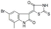 (3Z)-5-BROMO-7-METHYL-3-(4-OXO-2-THIOXO-1,3-THIAZOLIDIN-5-YLIDENE)-1,3-DIHYDRO-2H-INDOL-2-ONE 结构式