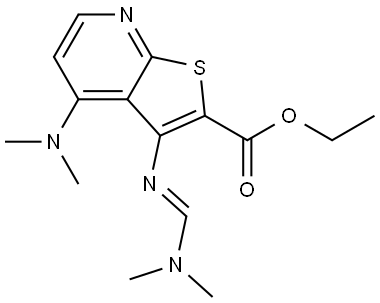 Ethyl 4-(dimethylamino)-3-([(dimethylamino)methylene]amino)thieno[2,3-b]pyridine-2-carboxylate 结构式