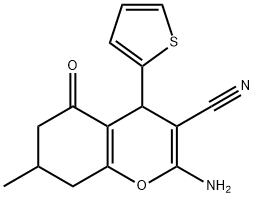 2-氨基-7-甲基-5-氧代-4-(噻吩-2-基)-5,6,7,8-四氢-4H-色烯-3-腈 结构式