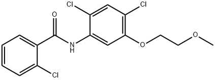 2-CHLORO-N-[2,4-DICHLORO-5-(2-METHOXYETHOXY)PHENYL]BENZENECARBOXAMIDE 结构式