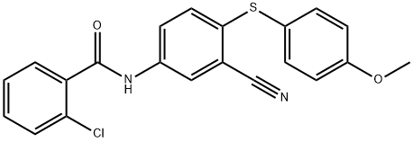 2-Chloro-N-(3-cyano-4-[(4-methoxyphenyl)sulfanyl]phenyl)benzenecarboxamide 结构式