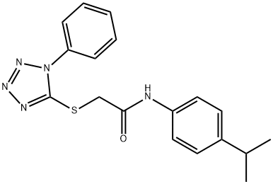 N-(4-ISOPROPYLPHENYL)-2-[(1-PHENYL-1H-1,2,3,4-TETRAAZOL-5-YL)SULFANYL]ACETAMIDE 结构式