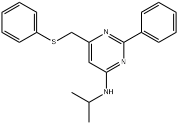 N-ISOPROPYL-2-PHENYL-6-[(PHENYLSULFANYL)METHYL]-4-PYRIMIDINAMINE 结构式