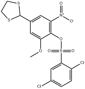 4-(1,3-二硫杂戊环-2-基)-2-甲氧基-6-硝基苯基2,5-二氯苯磺酸盐 结构式