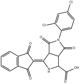 5-(2,4-DICHLOROPHENYL)-3-(1,3-DIOXO-1,3-DIHYDRO-2H-INDEN-2-YLIDEN)-4,6-DIOXOOCTAHYDROPYRROLO[3,4-C]PYRROLE-1-CARBOXYLIC ACID 结构式